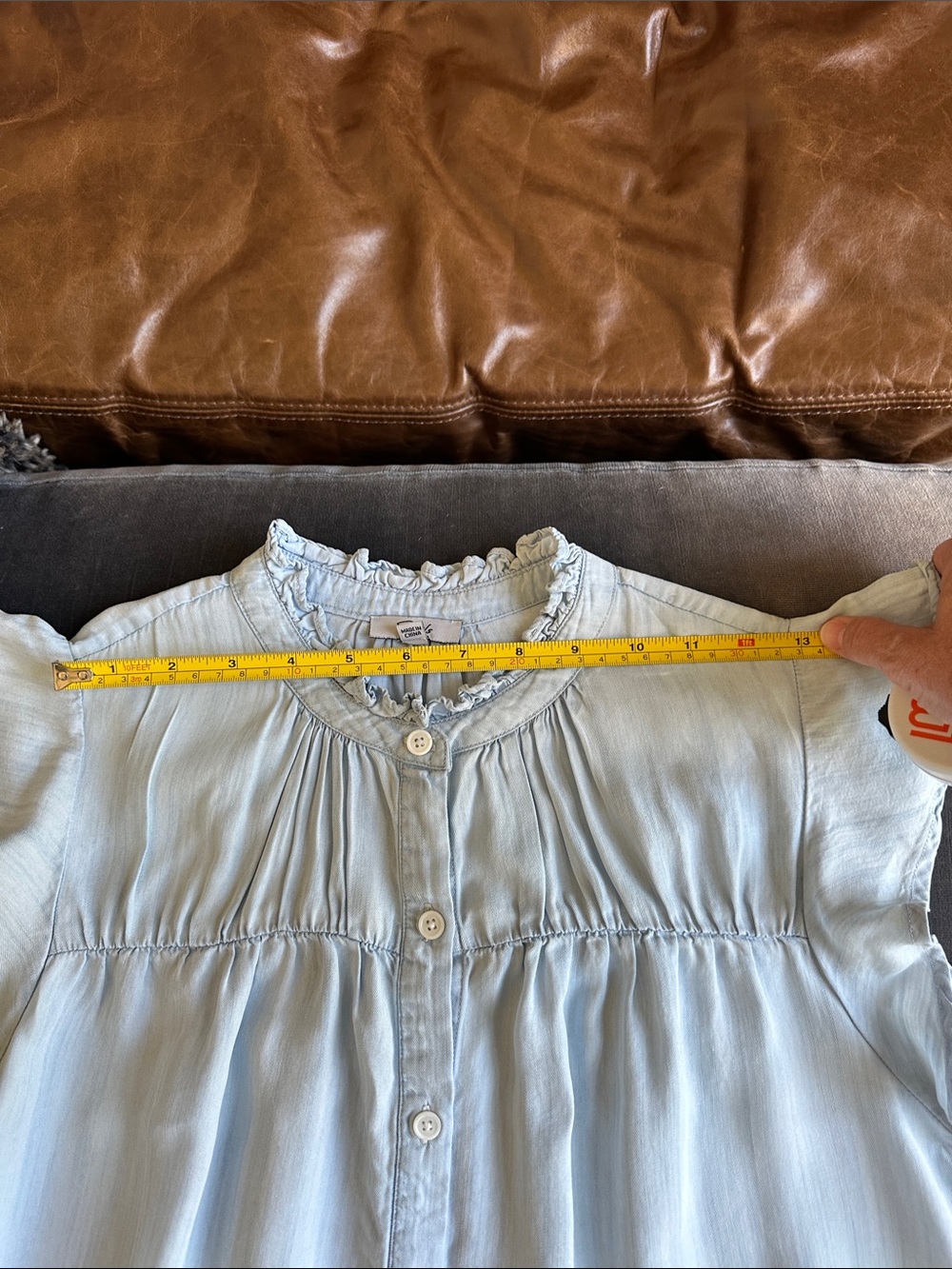 Rails Light Blue Ruffle Collar Button-Up Top - Picture 7 of 13
